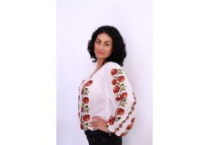 Ie damă cu mânecă lungă cu model floral roşu